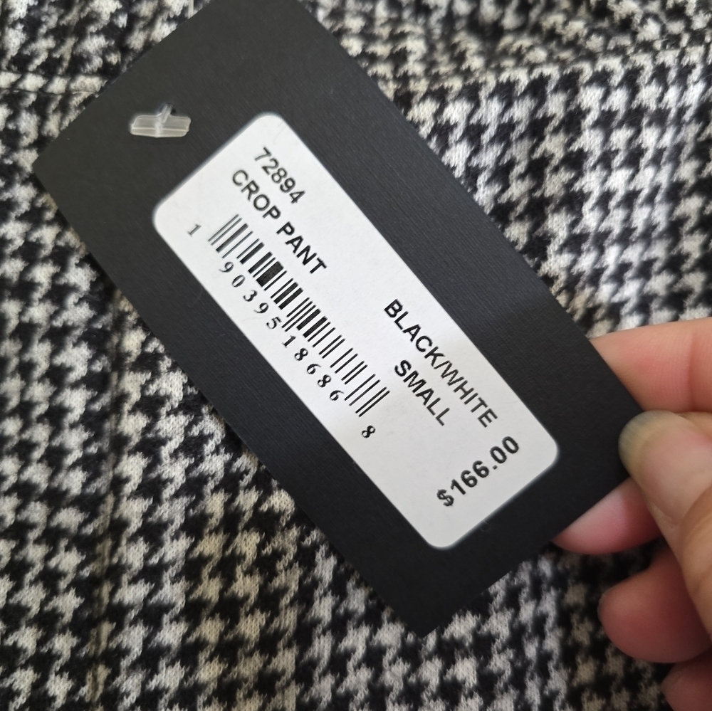 NWT Bryn Walker Houndstooth Wool Blend Cropped Pants Small Pull-on Elastic Waist - Picture 9 of 9
